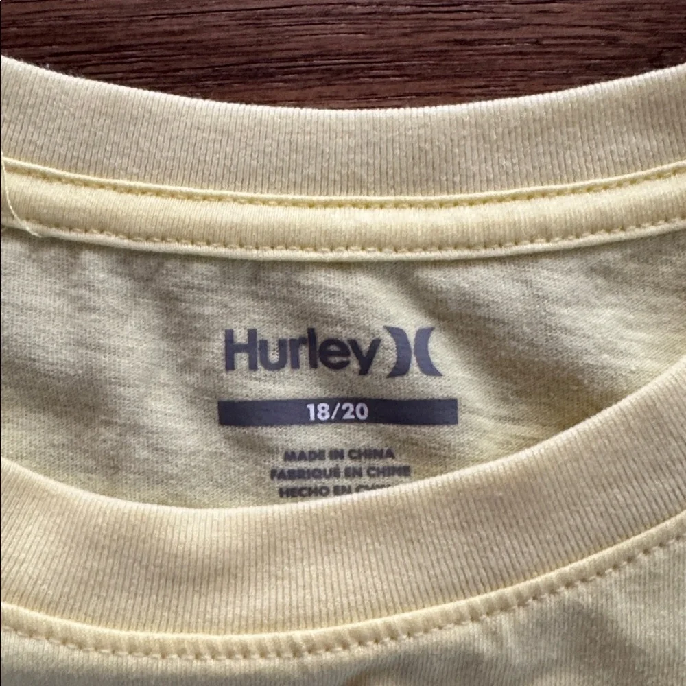 NWOT Hurley Light Yellow Logo Tee